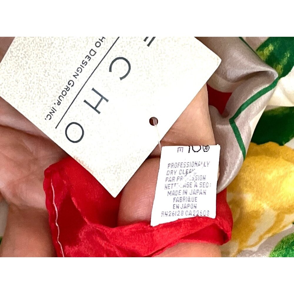 NWT Club 7 Echo Silk Scarf 30" Square Floral Chiffon Semi-Sheer Colorful Luxury - Picture 5 of 6